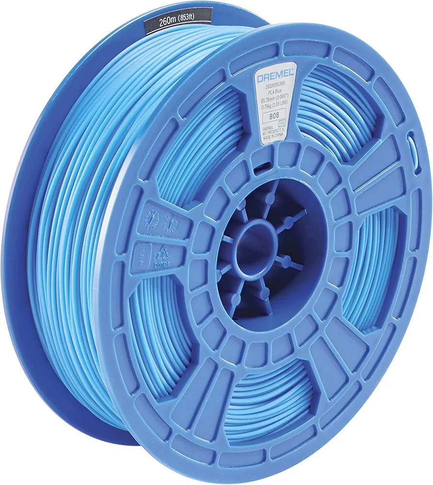 Dremel DigiLab PLA-BLU-01 3D Printer Filament, 1.75 mm Diameter, 0.75 kg Spool Weight, Color Blue, RFID Enabled, New Formula and 50 Percent More per Spool