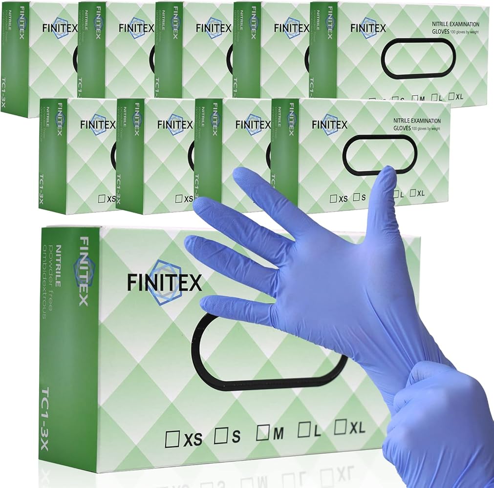 FINITEX Nitrile Disposable Medical Exam Gloves - Purple 3.2 mil Latex-Free Gloves Examination Cleaning Food Gloves