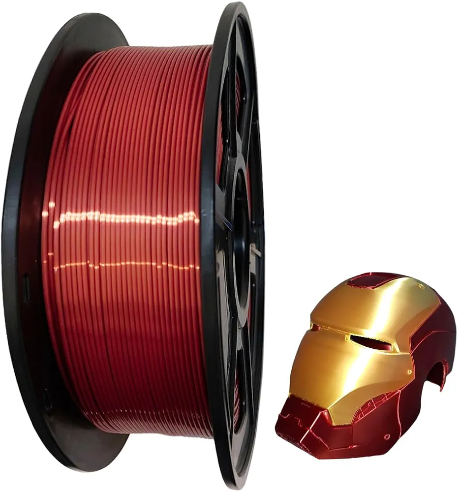 Silk PLA Filament 1.75mm, Silk Red with Metallic Texture PLA Filament for 3D Printers, 2.2lb/1kg-Silk Metallic Red