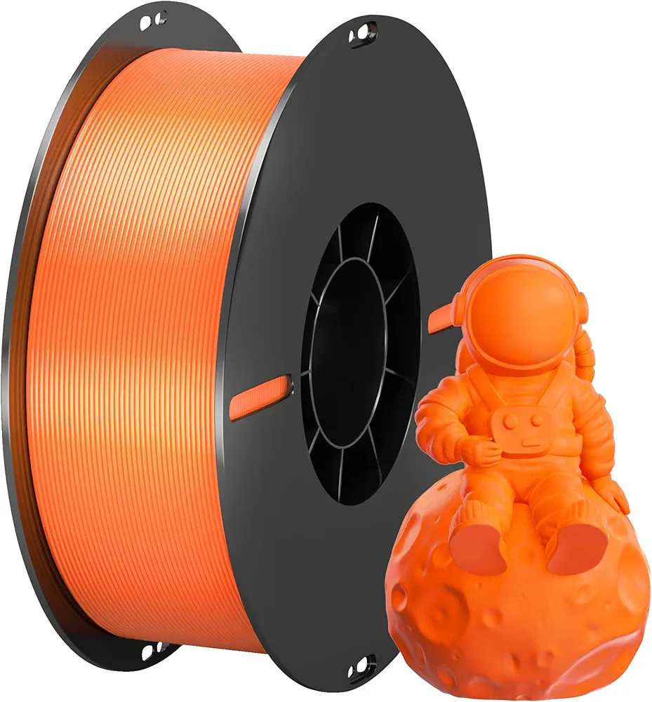 PLA 3D Printer Filament, Neatly Coiled PLA 3D Printing Filament 1.75mm, Dimensional Accuracy +/- 0.02 mm, PLA Filament 1.75mm Fits Most FDM 3D Printers, 1kg Spool (2.2lbs), PLA Orange