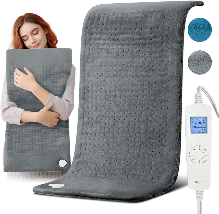 Large Heating Pad for Back Pain Relief 33" x 17" Upgraded Electric Heated Pads Heating Therapy for Cramps, Neck, Shoulder with 6 Temperature Controller auto Shut Off (Grey)