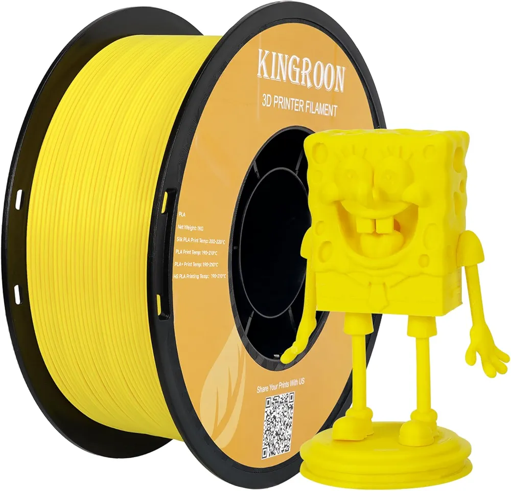 Kingroon High Speed PLA 3D Printer Filament 1.75mm, 3D Printer Rapid Filament for 30-600mm/s Hyper Printing Filament, Dimensional Accuracy +/- 0.03 mm, 1kg Plastic Spool(2.2lbs) (Yellow)