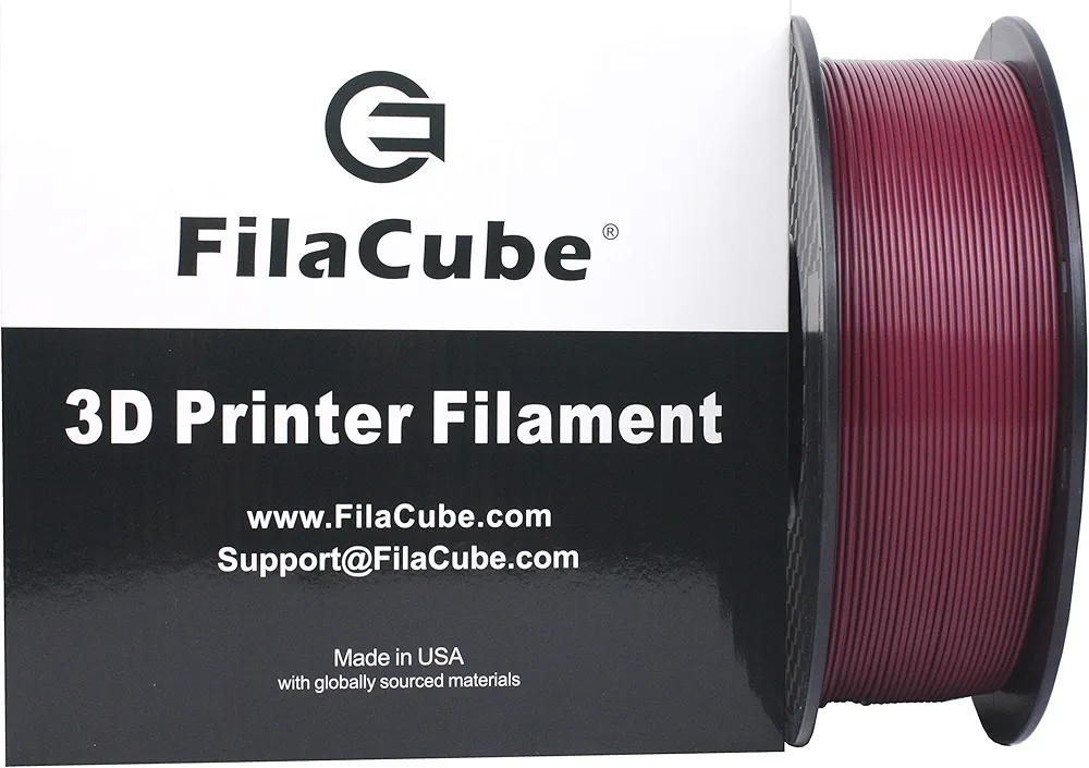 Maroon (Reddish Purple,Dark Brownish red,Burgundy) 1.75mm PLA 3D Printer Filament 1kg FilaCube PLA 2 Plastic PMS 7421C 7421 C AggieMaroon TAMU Aggie [Made in USA] Burgundy pla/Burgundy Filament