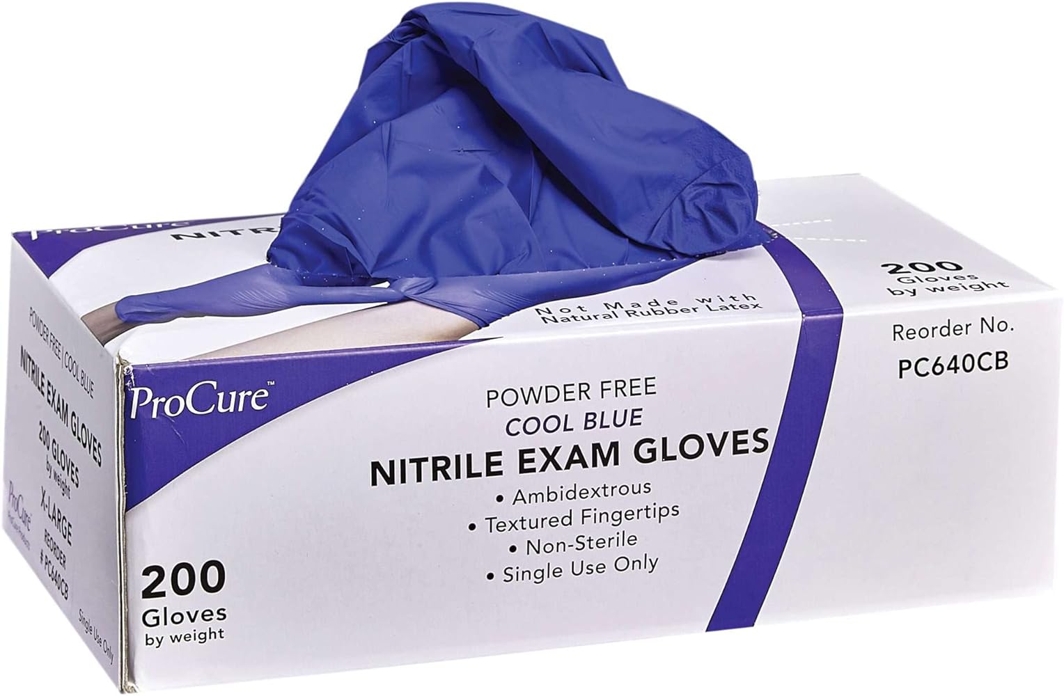 ProCure [200 Count] Disposable Nitrile Gloves - Latex Free, Powder Free Medical Exam Gloves