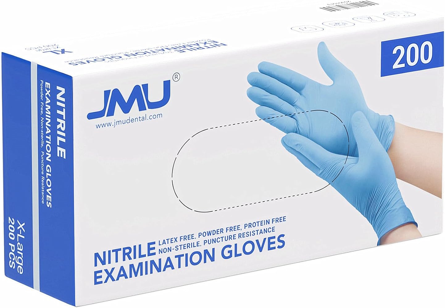 JMU 200-1200PCS Medical Nitrile Gloves, 3.5 Mil Nitrile Exam Gloves Disposable, Latex-Free & Powder-Free, Blue