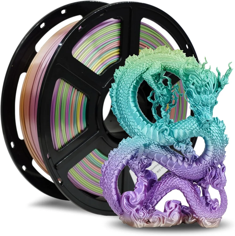 FLASHFORGE Silk PLA Filament 1.75mm, 3D Printer Filament 1kg (2.2lbs) Spool, Smooth and Silky Texture 3D Printing Filament, Dimensional Accuracy +/- 0.02mm