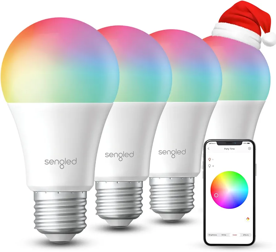 Sengled Dual Mode Smart Light Bulbs with Remote & App Control, Color Changing Light Bulbs, RGBW LED Light Bulbs 2700K-6500K Dimmable, 60W Equiv, Group control, Timing, Sunrise & Sunset (4P, No Remote)