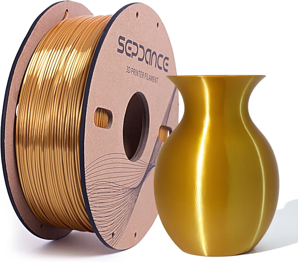 PLA Filament, 1.75mm PLA 3D Printer Filament, PLA 3D Printing Filament, Dimensional Accuracy +/- 0.02mm, 1kg Spool(2.2lbs), Silk Gold.