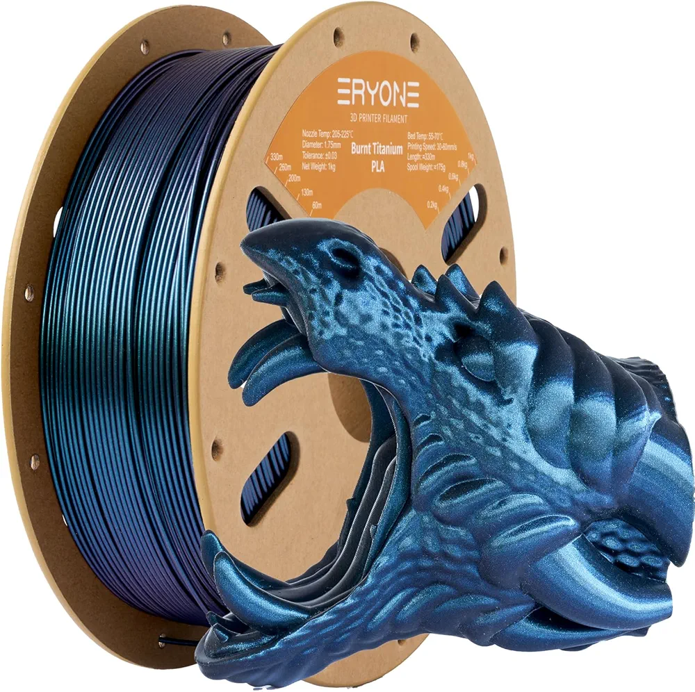 ERYONE Burnt Titanium PLA Filament 3D Printer PLA Filament 1.75mm +/- 0.03mm, Glitter PLA Filament 1KG Cardboard Spool(2.2LBS), Blue